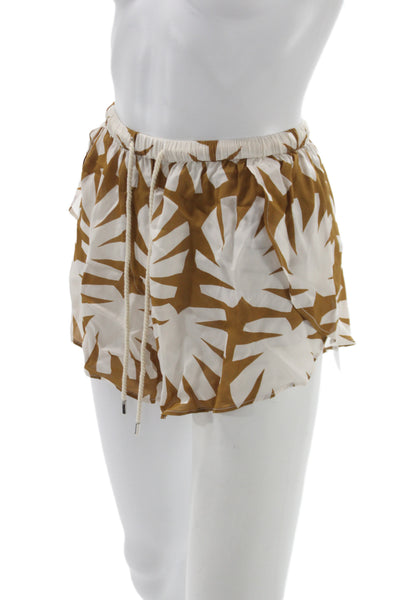Solid & Striped Womens Casual Geometric Brown Viscose Drawstring Shorts Size XS