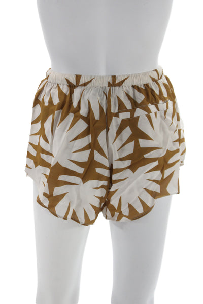 Solid & Striped Womens Casual Geometric Brown Viscose Drawstring Shorts Size XS