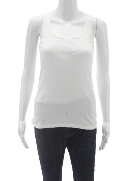 Splendid Women Basic Sleeveless Scoop Neck Tank White Cotton Size XS