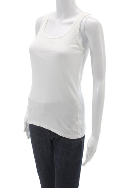 Splendid Women Basic Sleeveless Scoop Neck Tank White Cotton Size XS