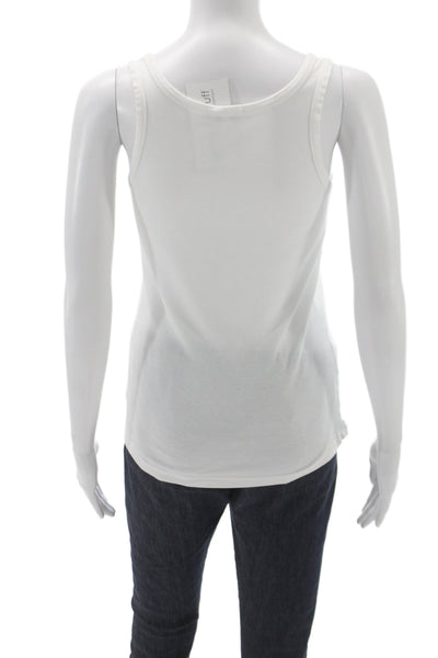 Splendid Women Basic Sleeveless Scoop Neck Tank White Cotton Size XS