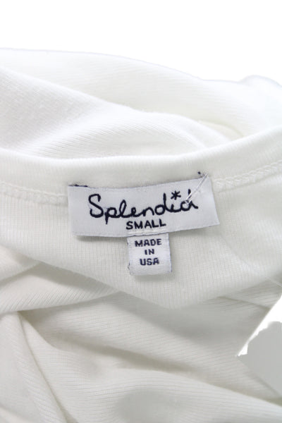Splendid Women Basic Sleeveless Scoop Neck Tank White Cotton Size XS