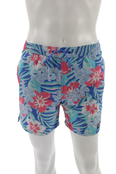 Vineyard Vines Men Swim Shorts Blue Floral Tropical Polyester Size L