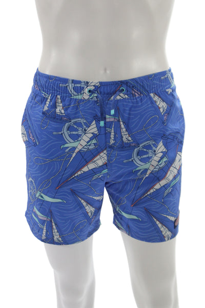 Vineyard Vines Mens Spandex Graphic Print Swim Trunks Blue Size L