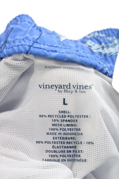 Vineyard Vines Mens Spandex Graphic Print Swim Trunks Blue Size L