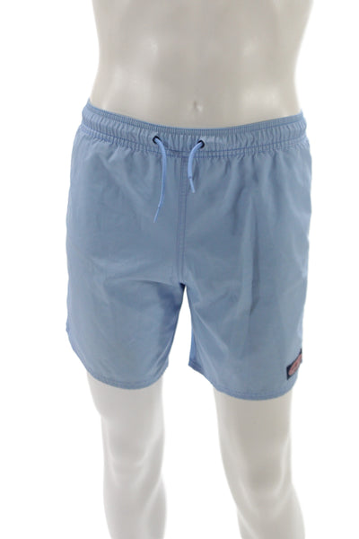 Vineyard Vines Mens Spandex Striped Print Swim Trunks Light Blue Size L