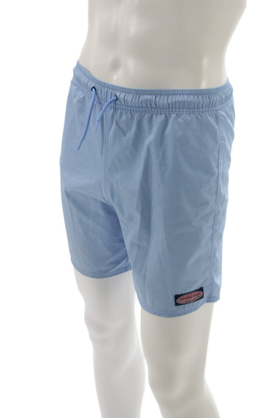 Vineyard Vines Mens Spandex Striped Print Swim Trunks Light Blue Size L