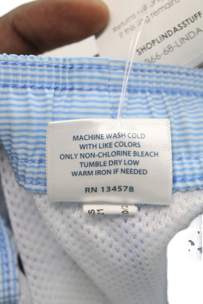 Vineyard Vines Mens Spandex Striped Print Swim Trunks Light Blue Size L