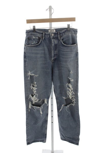 Agolde Womens Straight Mid Rise Blue Cotton Jeans Size 27