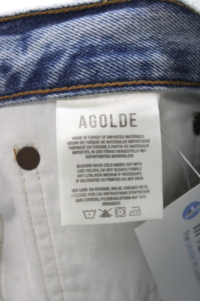 Agolde Womens Straight Mid Rise Blue Cotton Jeans Size 27