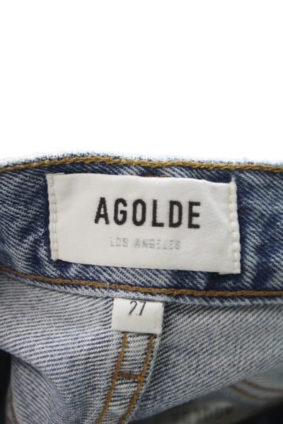 Agolde Womens Straight Mid Rise Blue Cotton Jeans Size 27