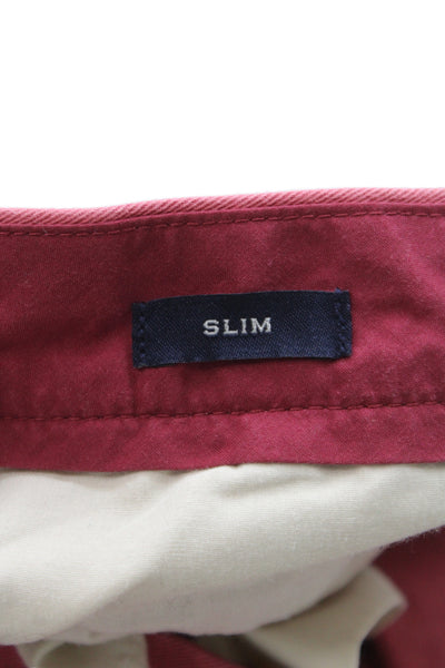 J Crew Mens Red Chinos 99% Cotton Button Fly Casual Size 30