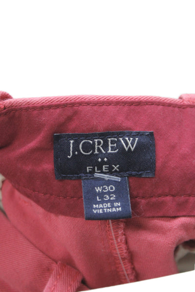 J Crew Mens Red Chinos 99% Cotton Button Fly Casual Size 30