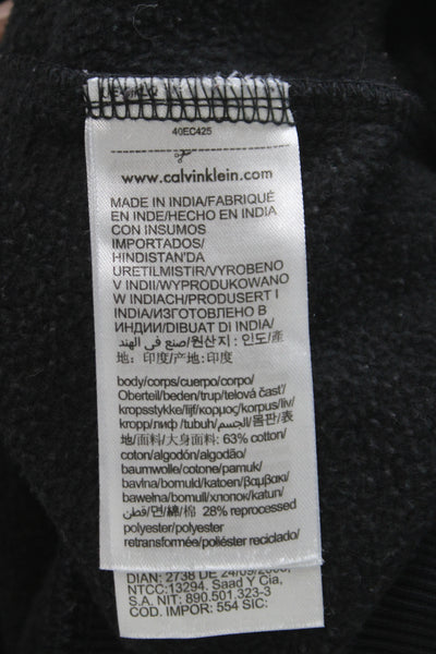 Calvin Klein Mens Pullover Sweatshirt Black Logo Crewneck Long Sleeve Size M