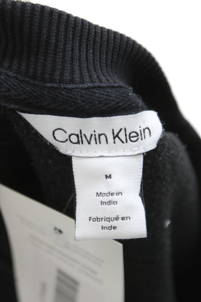 Calvin Klein Mens Pullover Sweatshirt Black Logo Crewneck Long Sleeve Size M