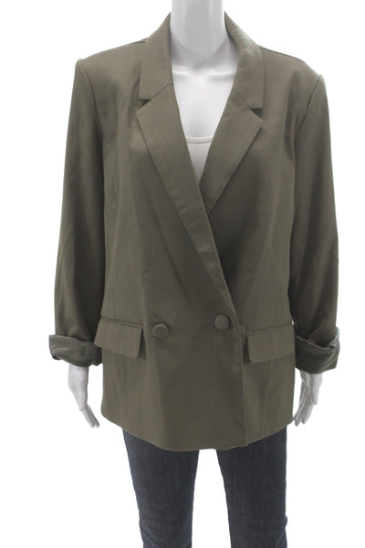 We Wore What Womens Basic Jacket Green Button Polyester Long Sleeve Size S