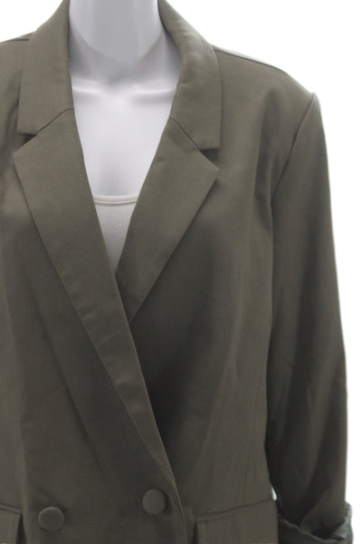 We Wore What Womens Basic Jacket Green Button Polyester Long Sleeve Size S