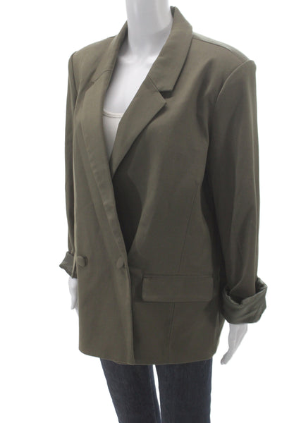 We Wore What Womens Basic Jacket Green Button Polyester Long Sleeve Size S