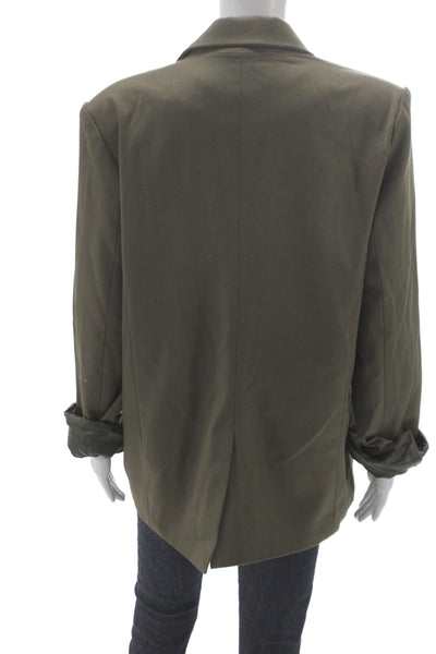 We Wore What Womens Basic Jacket Green Button Polyester Long Sleeve Size S