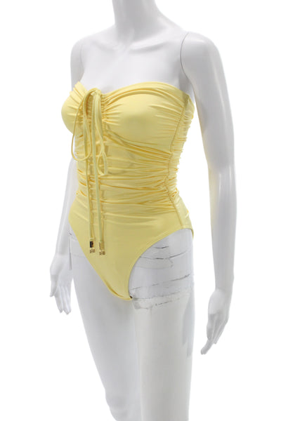 De Rococo Womens One Piece Swimsuit Yellow Size S