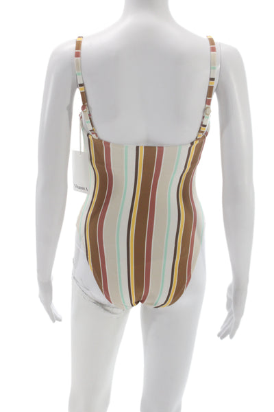 Vitamin A Womens Striped Beige One Piece Swimsuit Size XS