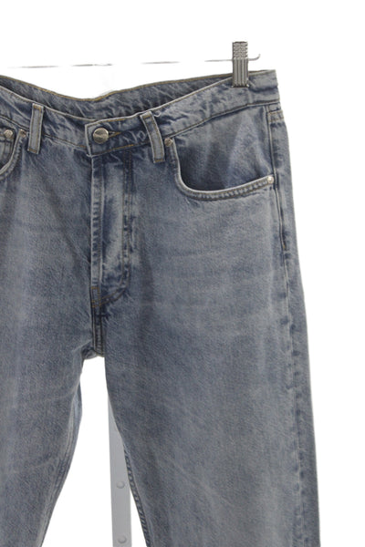 Djerf Avenue Womens Straight Mid Rise Blue Cotton Jeans Button Size 27