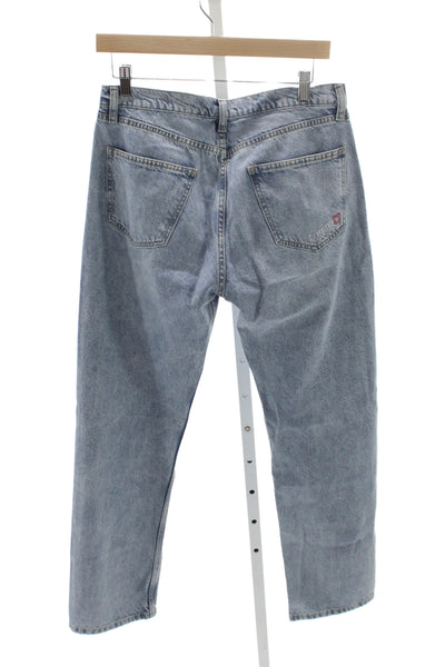 Djerf Avenue Womens Straight Mid Rise Blue Cotton Jeans Button Size 27