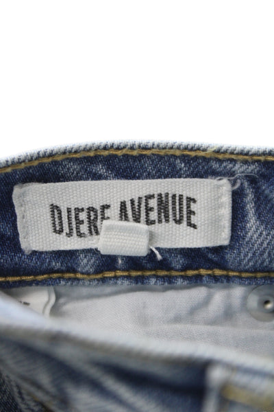 Djerf Avenue Womens Straight Mid Rise Blue Cotton Jeans Button Size 27