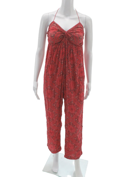 Etoile Isabel Marant Women Jumpsuit Red Paisley Halter Tie Size 0