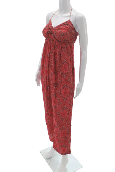 Etoile Isabel Marant Women Jumpsuit Red Paisley Halter Tie Size 0