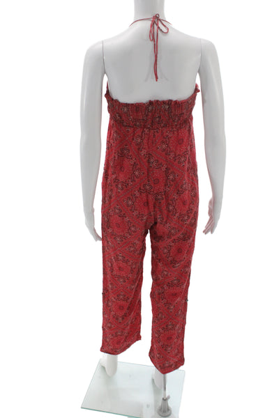 Etoile Isabel Marant Women Jumpsuit Red Paisley Halter Tie Size 0