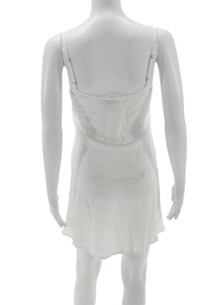 Mariacher Women Full Slip White Cotton V Neck Sleeveless Short Dress Size S