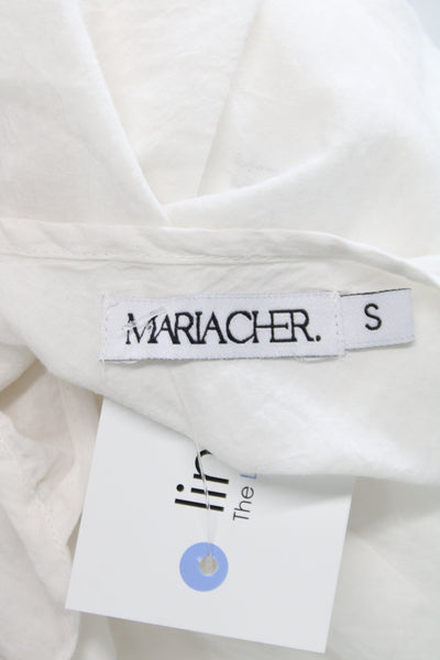 Mariacher Women Full Slip White Cotton V Neck Sleeveless Short Dress Size S