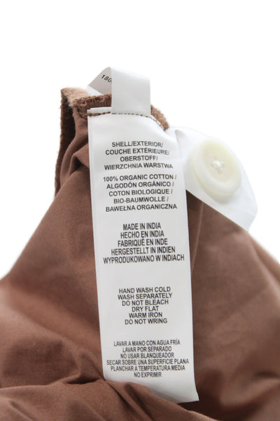 Vitamin A Womens Brown Organic Cotton Tunic Button Up Long Sleeve Size L