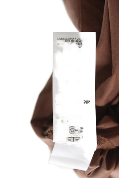 Vitamin A Womens Brown Organic Cotton Tunic Button Up Long Sleeve Size L