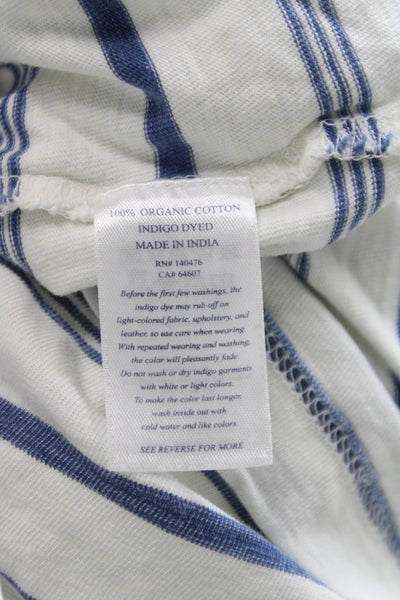 Faherty Women Jersey T-Shirt Blue Striped Organic Cotton Long Sleeve Size L