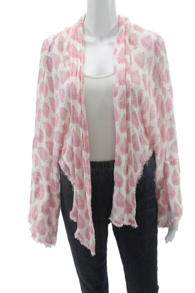 Elan Womens Boho Pink Floral V-Neck Rayon Cardigan 3/4 Sleeve Size One Size