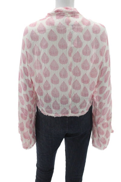 Elan Womens Boho Pink Floral V-Neck Rayon Cardigan 3/4 Sleeve Size One Size