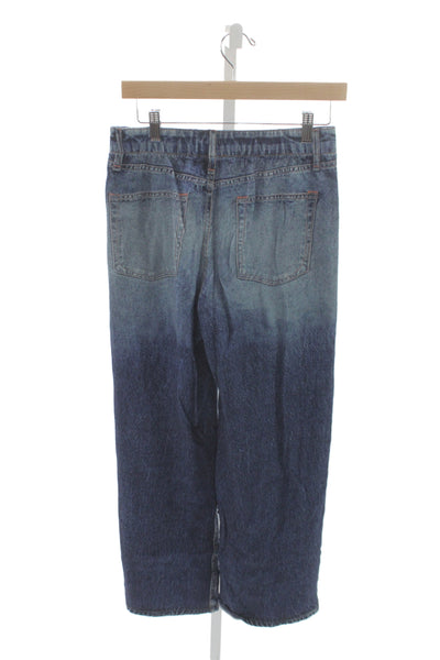 Elan Womens Wide Leg Jeans Blue 100% Cotton Button Inseam 27 Size S