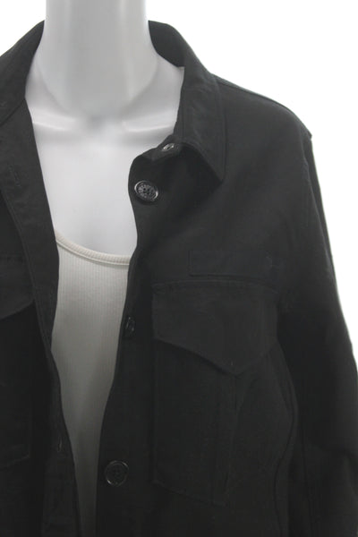 Zadig & Voltaire Womens Black Camouflage Military Jacket Long Sleeve Size M