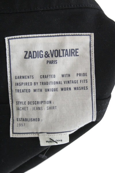 Zadig & Voltaire Womens Black Camouflage Military Jacket Long Sleeve Size M