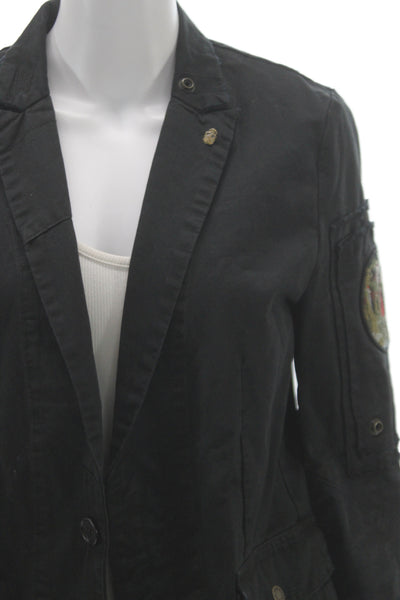 Zadig & Voltaire Women Black Military Jacket Button Long Sleeve Size M