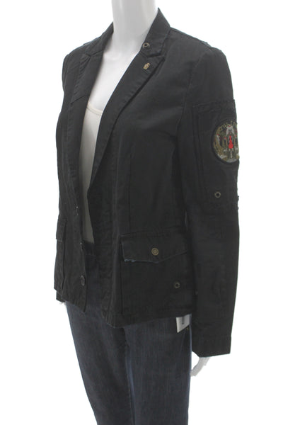 Zadig & Voltaire Women Black Military Jacket Button Long Sleeve Size M