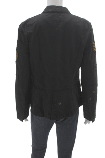 Zadig & Voltaire Women Black Military Jacket Button Long Sleeve Size M