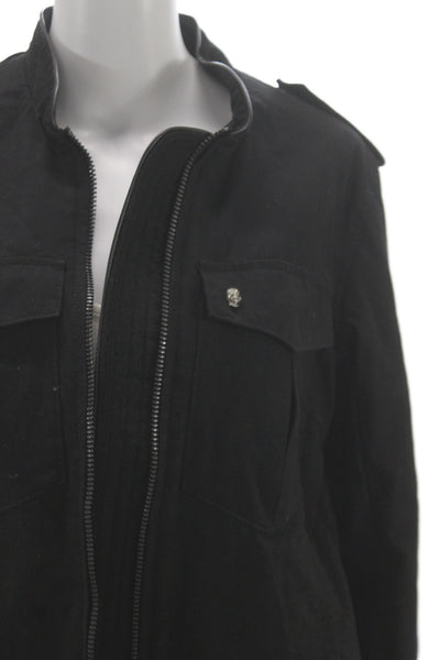 Zadig & Voltaire Womens Black Cotton Military Jacket Zip Long Sleeve Size M