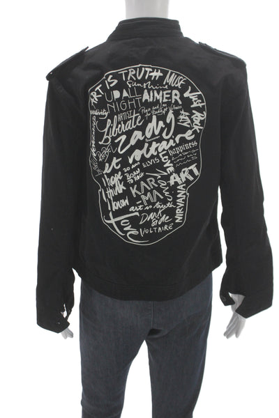 Zadig & Voltaire Womens Black Cotton Military Jacket Zip Long Sleeve Size M
