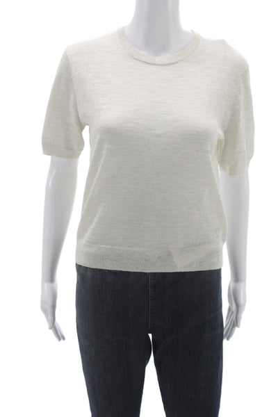 Unsubscribed Womens Ivory Pullover Sweater Crew Neck Short Sleeve Size XS