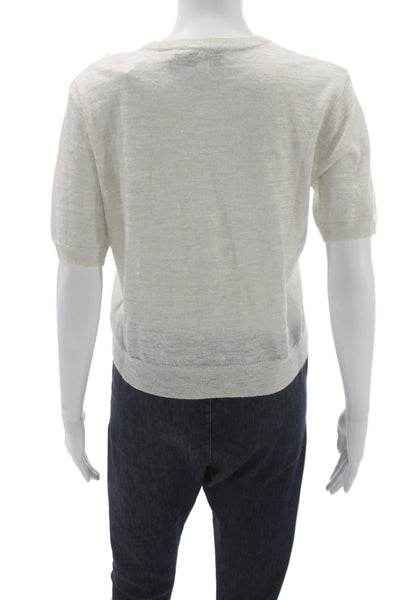 Unsubscribed Womens Ivory Pullover Sweater Crew Neck Short Sleeve Size XS
