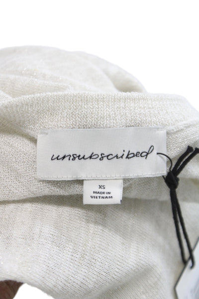 Unsubscribed Womens Ivory Pullover Sweater Crew Neck Short Sleeve Size XS
