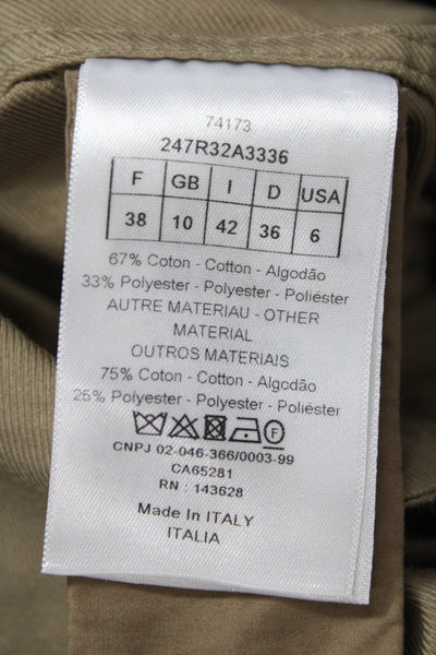 Christian Dior Womens Shirt Dress Brown Cotton Button Short Sleeve Size 6